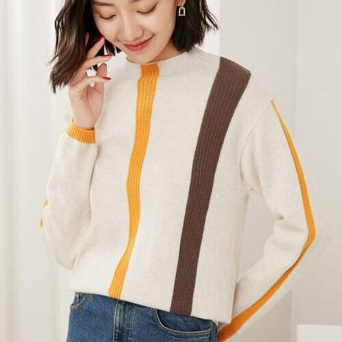 New 21 half high neck womens sweater pure color knitted cashmere sweater fashion high-quality full-sleeve pullover wool sweater