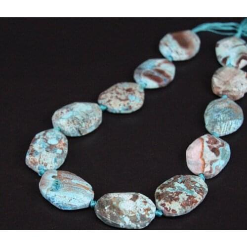 15.5"/strand Natural Blue Ocean Jaspers Faceted Slab Loose Beads,Raw Ocean Agates Gems Slice Nugget Pendant Beads Jewelry Making