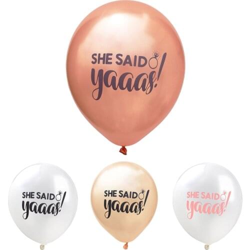 20pcs 12 Inch Rose Gold White Champagne She Said Yaaas Yeees Round Latex Balloon Wedding Engagement Single Party Decor Ballons