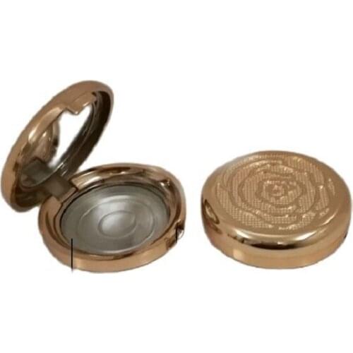 20pcs/lot Gold Round Empty Cosmetic Powder Case, DIY High Grade Blush Compacts with Mirror, 40mm Dia Empty Eyeshadow Powder Box