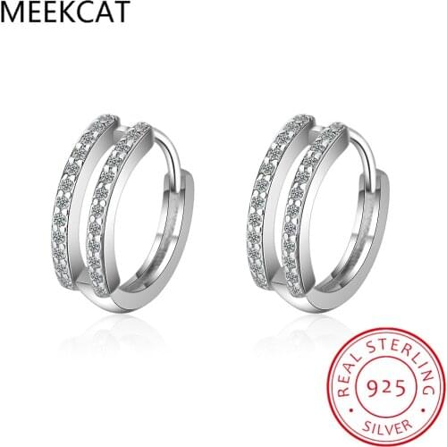 2021 New Authentic 925 Sterling Silver Zircon Hoop Earrings New Design For Women Party Jewelry Gift CME419