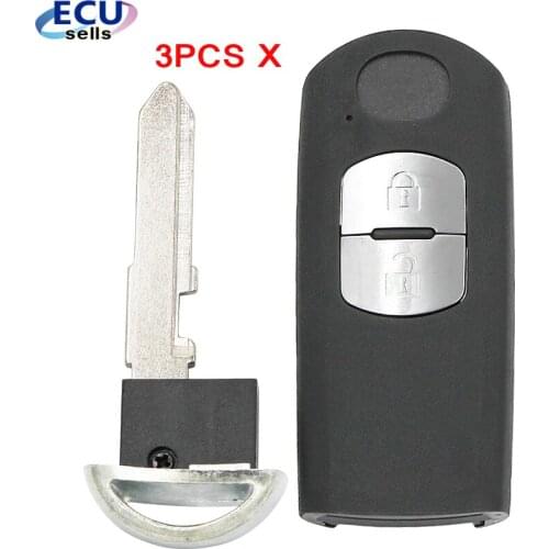 3PCS X 2 Buttons Replacement Remote Key Shell FOB for Mazda 3 6 CX5 2014- 2018 SKE13D-01 FCC ID: WAZSKE13D01 wit Emergency Key