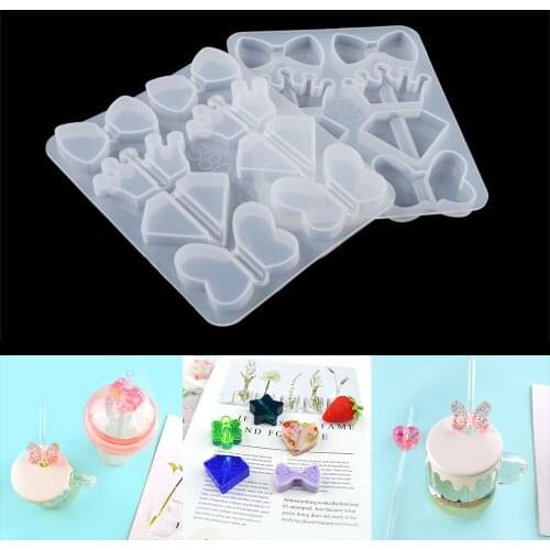 3 Style Straw Topper Resin Molds Straw Decor Silicone Mold Butterfly Heart Shape Mould for DIY UV Epoxy Straw Attachment Crafts