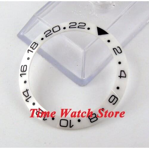 38mm Parnis high quality White ceramic bezel black marks for GMT mens watches Be17