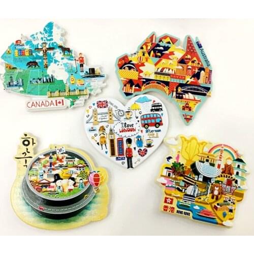 Hot Sale New Korea, Canada, Australia, Hong Kong 3D Fridge Magnet Tourism Souvenirs Refrigerator Magnetic Stickers
