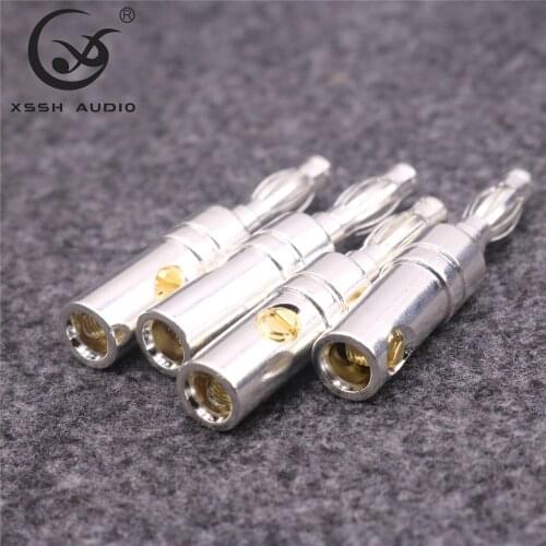 4pcs/8pcs XSSH Hi-end copper plating rhodium welding banana Plug Male Audio Plug Speaker power amplifier connector
