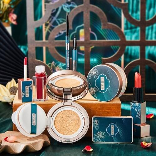 7pcs/set Makeup Set Shimmer Glitter Long Lasting Eyeshadow Palette Power Air Cushion BB Cream Lipstick Eyeliner Pen Maquillaje