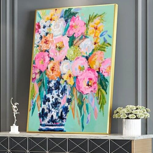 Abstract Colourful Floral Oil Painting On Canvas Poster And Prints Flower Picture Home Decor Wall Art Cuadros For Living Room