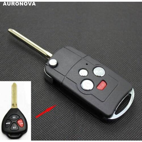AURONOVA New Upgrade Folding Key Shell for Toyota Camry 3+1 Buttons Modified Remote Car Key Case
