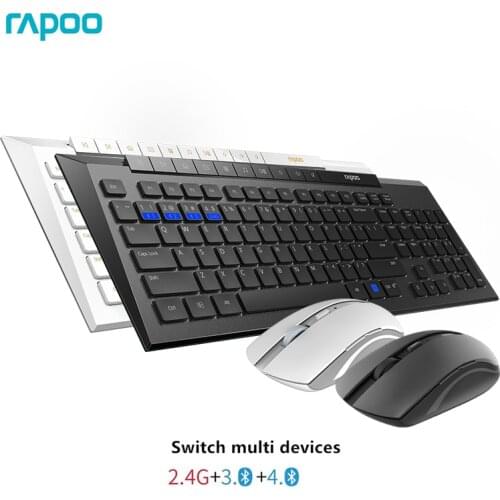 New Rapoo Silent Wireless Keyboard Mouse Combos for Desktop/Laptop/PC,Switch Between Bluetooth/RT 2.4G Connect to 3 Devices