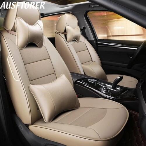 AUSFTORER Custom Automobiles Seat Covers for Mitsubishi Pajero Car Seat Cover Set Cowhide Leather 5 & 7 Seat Support Accessories