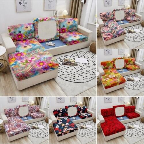 Mandala Stretch Sofa Seat Cover Cushion Cover Floral Printed Soft Stretch Sofa Slipcover Furniture Protector 1/2/3/4 Seat