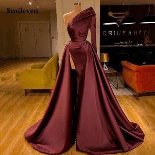 Smileven New Arrival One Shouldr Formal Evening Dresses Mermaid Long High Side Split Prom Dresses Elegant Celebrity Dresses