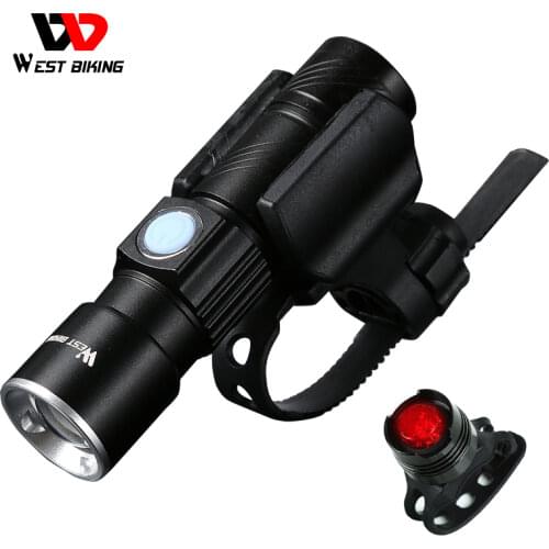 WEST BIKING Bike Light Ultra-Bright Zoomable 240 Lumen Q5 200M USB Rechargeable Bicycle Light Cycling Front LED Flashlights Lamp