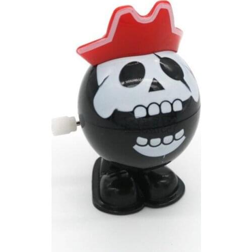 IWish Hot Halloween Wind Up Jump Black Pirate Captain Human Skeleton Jumping Human Skull Gift Toy For Kids Toys All Saints' Day