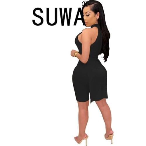 Club sexy black / yellow lady clothing summer sexy sleeveless long tops + tight shorts 2 piece set sexy outfit