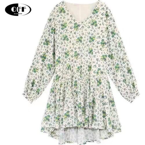 Korean Chic Casual Beach Ladies Mini Dress Long Sleeve Loose Ruffles Streewear Floral Elegant Boho Short Dresses Women Vestidos