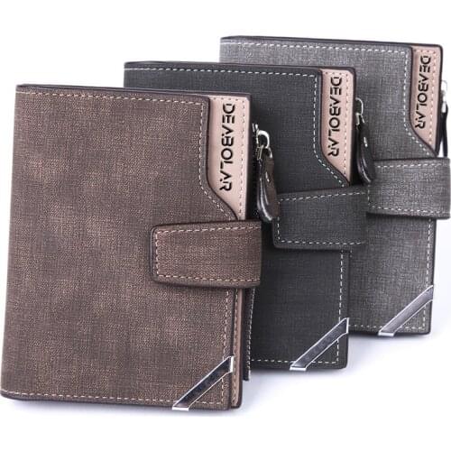 New mens mid-length wallet casual retro canvas pattern mens wallet