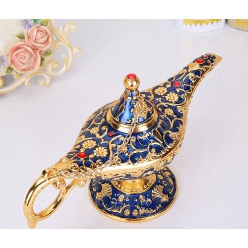 Aladdin Lamp Traditional Hollow Out Fairy Tale Magic Aladdin Wishing Genie Lamp Tea Pot Retro Home Decoration Accessories