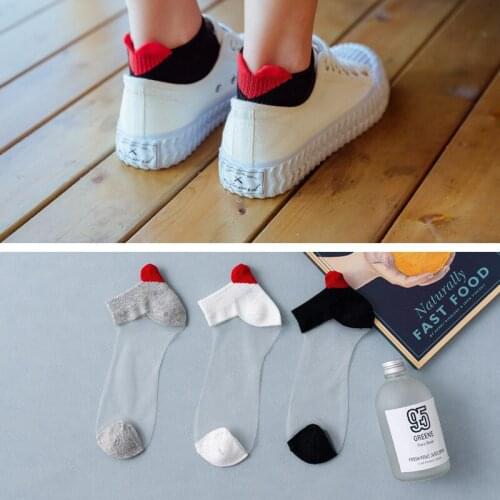 Summer Thin Socks Mesh Transparent Boat Socks Breathable Socks Heart-shaped Heel Cute Korean Socks Ladies Glass Silk Socks