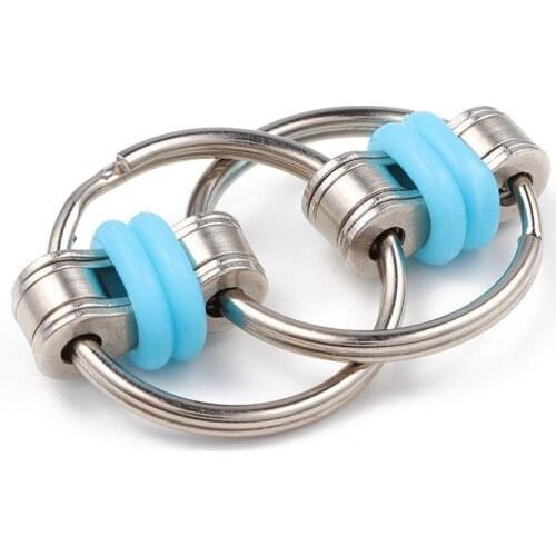 Metal Puzzle Chain Fidget Toys Bike Chain Keychain Key Ring Hand Spinning Top Adults Anti Stress Relieve Autism For Children Toy