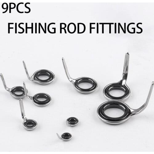 9 size fishing rod guide rail stainless steel and ceramic pointed ring round rod repair tool set fishing accessories 2.5 #-10