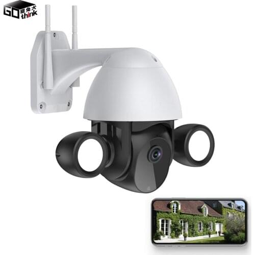 3MP Security Camera Outdoor, Tuya Wifi Wireless with Smart Flood Lights, 4.0X Digital Zoom, IP66 Waterproof, Color Night Visi
