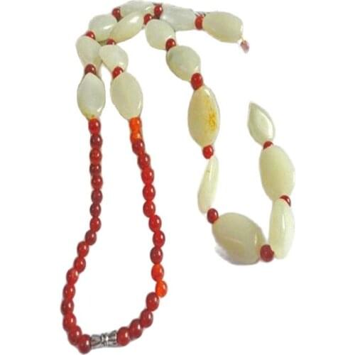 Natural Hetian Jade Raw Stone Seed Material Red Skin Bracelet Seed Necklace Chain