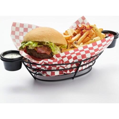 Stainless Steel Dinner Plates Fast Food Basket French Fries Serving Tray Bread Holder Hamburger Stand Chicken Snack Storage