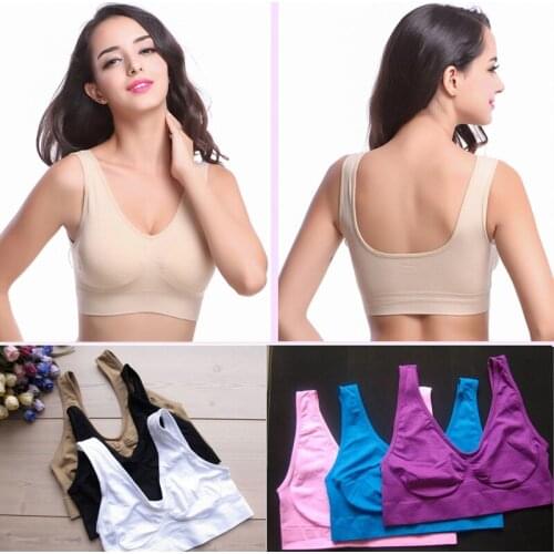 The New Line of Solid Colors is unbuckled seamless sexy plain unembellished casual tank sports bra top