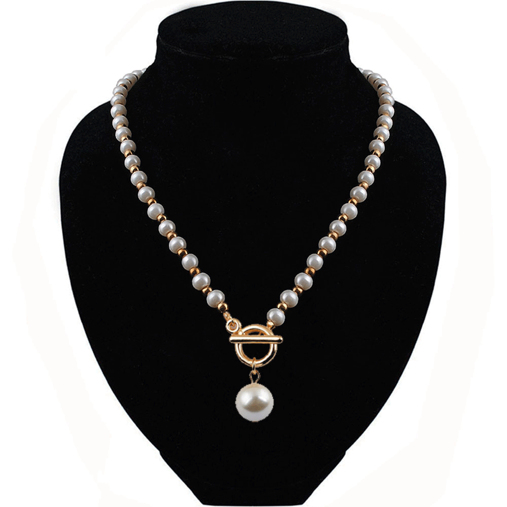Charm Necklace Promotional Items Fashion Imitation Pearl Necklace String CCB Cross Necklace Pearl Necklace Girl Jewelry
