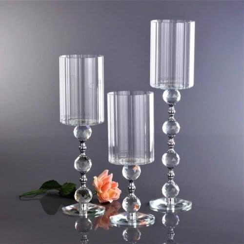 Candlestick Crystal Pillar Cylinder Silver-3 PCs Set 302089687