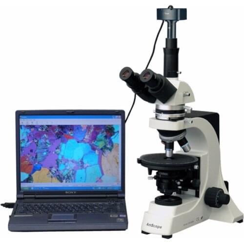 Infinity Polarizing Microscope--AmScope Supplies 40X-1200X Infinity Polarizing Microscope + 5MP Camera