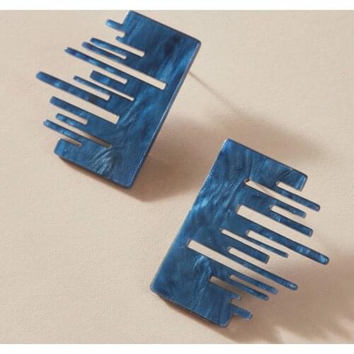 Docona Trendy Acrylic Blue Mountain Earrings for Women Girls Gothic Stud Earring Fashion Jewelry Brincos Accessories 9114