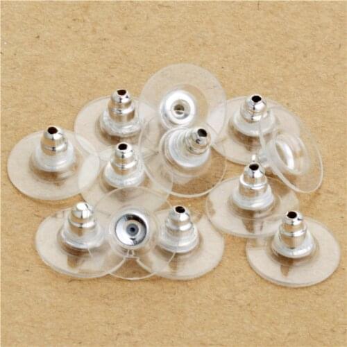 100pcs Earrings studs blank base setting tray w/Bullet back Stopper head Pins Needles Posts Gluing Pad jewelry making bijoux