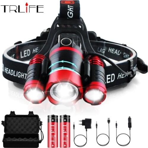 Super bright LED Headlamp 3xT6 Led Headlight Waterproof Fishing Lamp 4 Lighting Modes Camping Lamp By 18650 Battery for Camping
