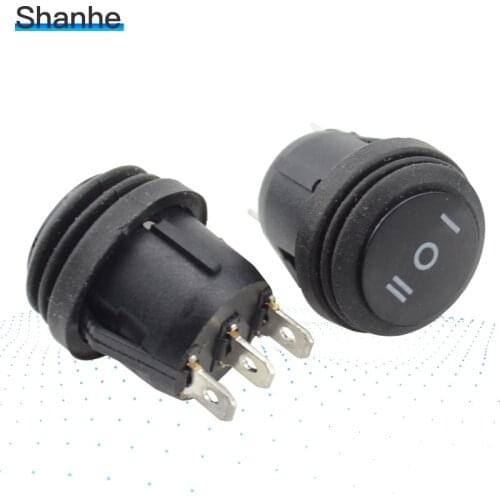 ON/OFF/ON Waterproof 3 Position SPDT Round Boat Rocker Switch 3Pins 6A/250V 10A/125V AC