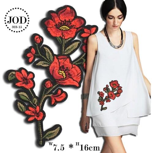 Embroidered Flower Size:7.5x16cm Iron on Patches for Clothing T-shirt DIY Sewing Applications Clothes Patch Apparel Badges JODd