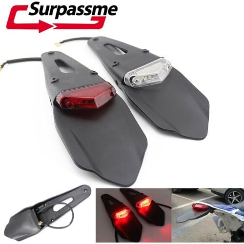 Motorcycle Tail Light Rear Fender License Plate Bracket Holder With 12 LED Brake Lamp Tail Light For Motocross Off-Road Bike