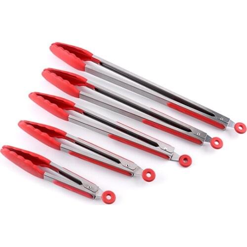 BBQ Food Tongs Stainless Steel Silicone Non-slip Cooking Clip Clamp BBQ Salad Bread Steak Tools Kitchen Tools Kitchenware