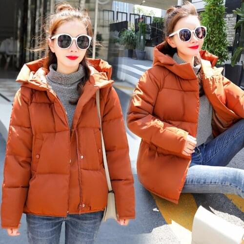 Cotton Jacket Womens Short 2021 Winter Thick and Warm Loose Korean Style Slim Ladies Hooded Jacket