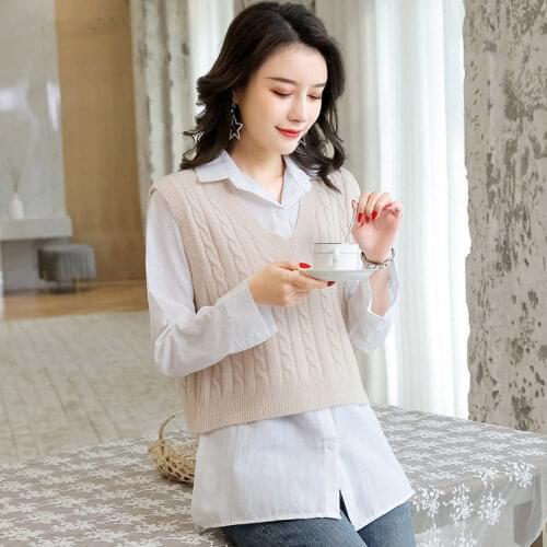 Women Sweater 2021 Spring Autumn New Warm Pullovers Ladies V-Neck Ribbed Sleeveless Vest Soft Casual Tops Female Costume Jumpers