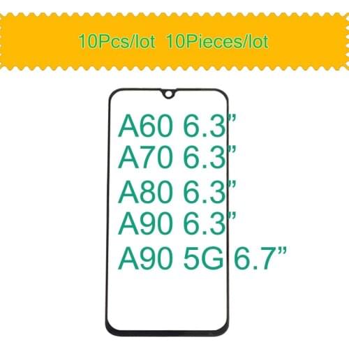 10Pcs/Lot For Samsung Galaxy A60 A70 A80 A90 5G Touch Screen Panel LCD Front Outer Glass Lens With OCA Hollow Glue Replacement