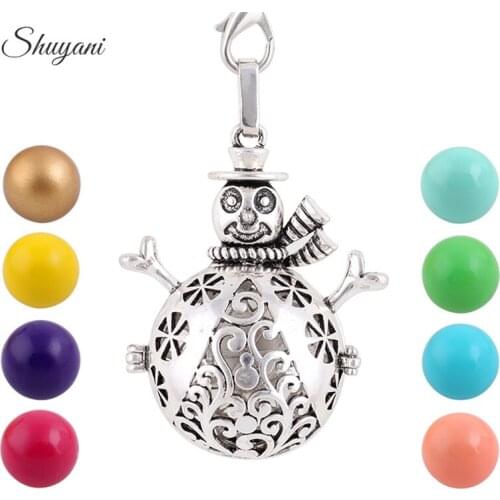 10PCS Alloy Snowman Vintage Necklace Pendant Harmony Ball Sound Caller Women Locket Pendants Jewelry