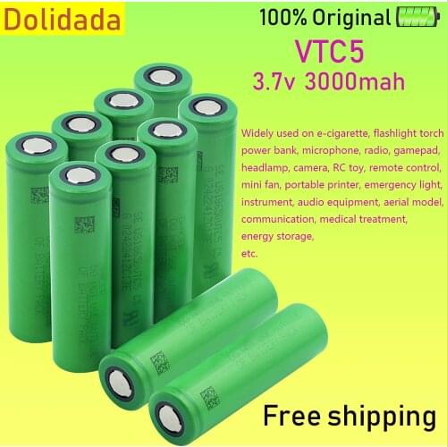 100% Original 3.7 V Volt Rechargeable US18650 VTC5 3000mAh VTC5 18650 Battery Replacement