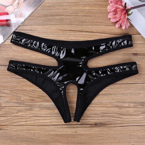 2021 Sexy Crotchless Underwear Wet Look Women Briefs G string Thongs Panties Ropa Bragas Tangas Calcinhas Lingerie Knickers