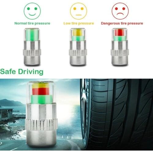 4PCS Car Auto Tire Pressure Monitor Gage Alert Sensor Indicator Valve Caps Wheel Tires Valves Tyre Stem Air Caps Airtight Cover