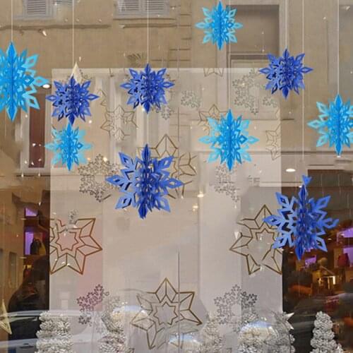 6pcs/set 6 Piece Set New Year Christmas Party Decoration Supplies Large Cardboard three-dimensional Snowflake Hanging Ornaments