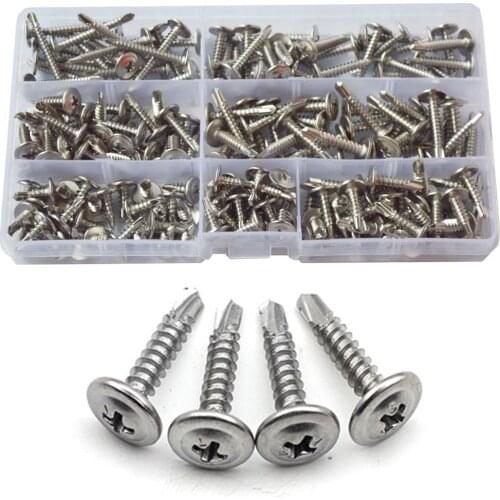 #8 #10 Phillips Truss Head Self Tapping Screw Thread Cross Wafe Self Drilling Screws Bolt Assortment Kit Set 410 Stainless Steel