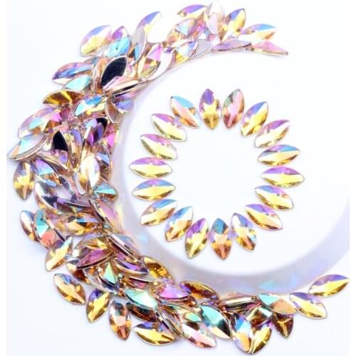 Acrylic Rhinestones Flatback 7x15mm 2000pcs Marquise Pointed AB Colors Eye Beads DIY Nails Art Nails Accessories